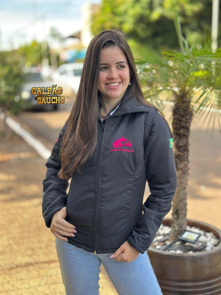 jaqueta feminina impermeável vira colete preto