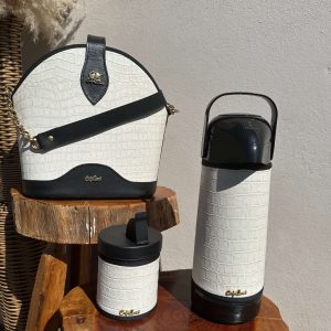 kit de chimarrão em couro capellani – branco