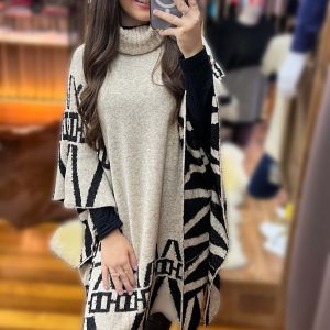 poncho de lã feminino ref 2434 bege