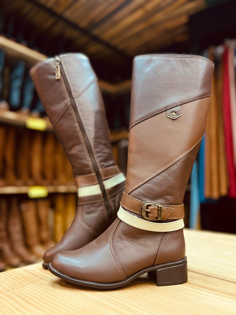 bota feminina cano alto ref 864 angoneze marrom